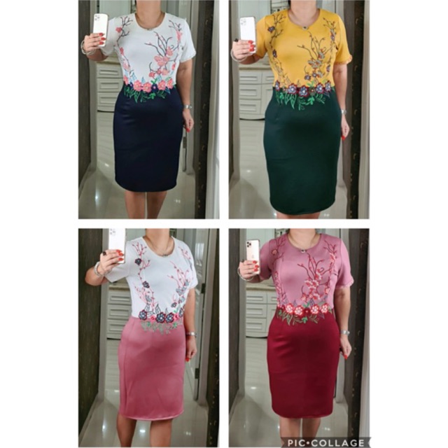 Dress Scuba & Brukat Mutiara 8091