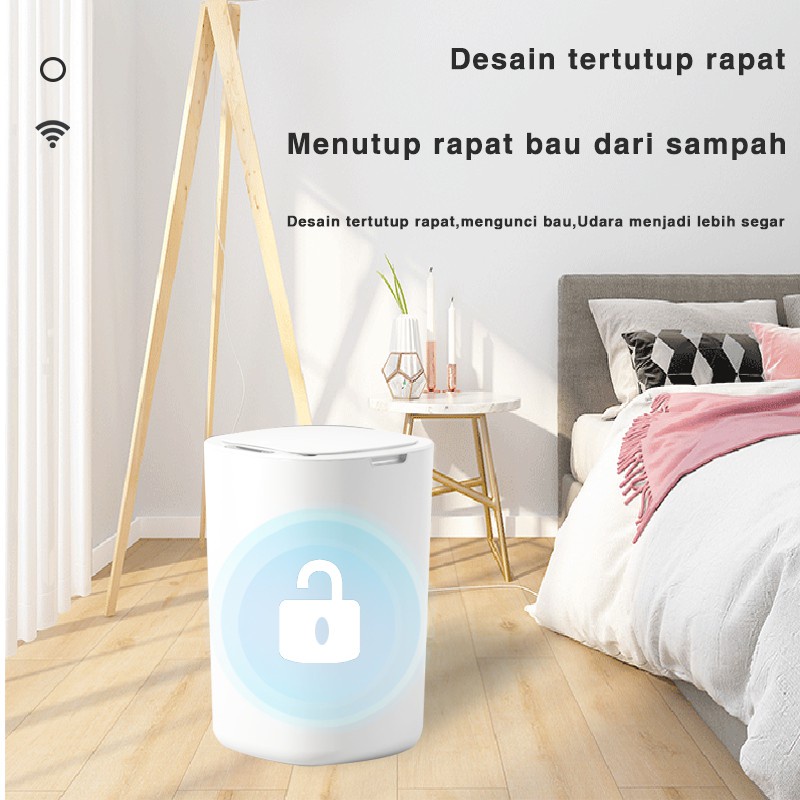 KADONIO Tempat Sampah Plastik Otomatis Infrared Automatic Sensor Gerak 12L Tombol / Tendang Membuka Cover