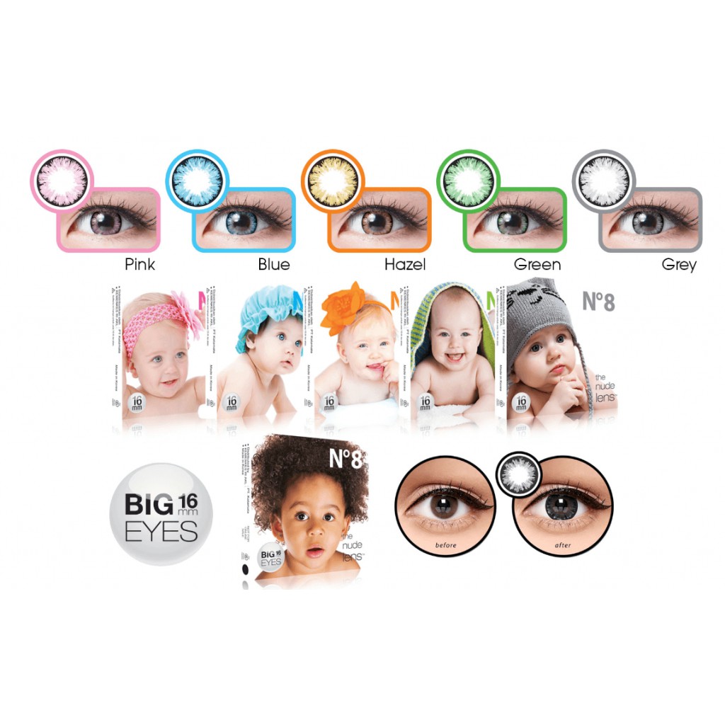 Softlens N8 DIA 16.00mm NORMAL & MINUS BLACK GREY HAZEL BLUE (-0.50 S/D -3.00) GRAY Lensa Kontak-5