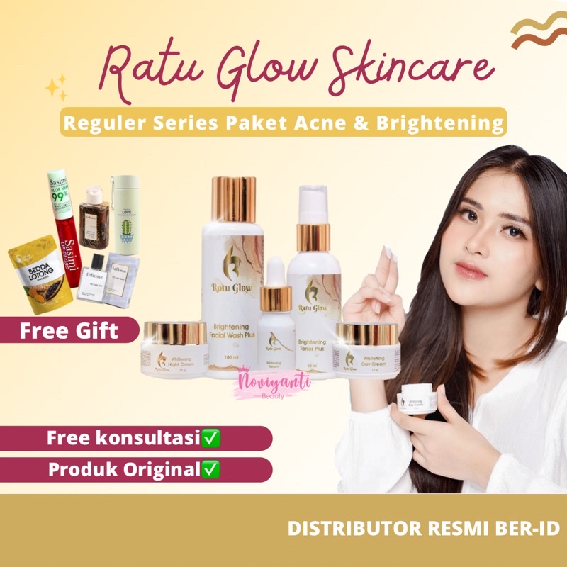 RATU GLOW SKINCARE ORIGINAL PAKET BRIGHTENING DAN ACNE PEMUTIH WAJAH GLOWING PENGHILANG JERAWAT PENGHILANG FLEK