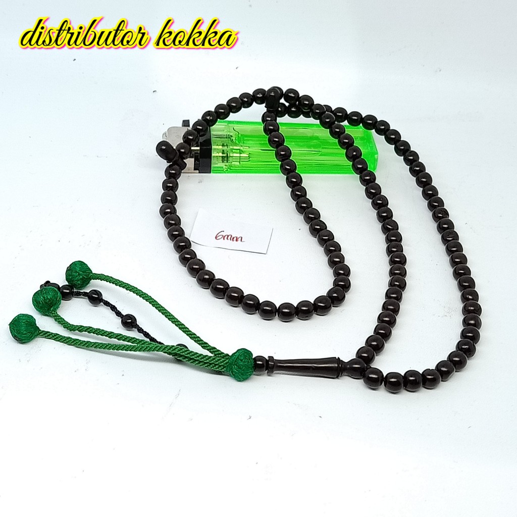 Tasbih kokka kaukkah 99 bulat rumbai 6 mm hitam