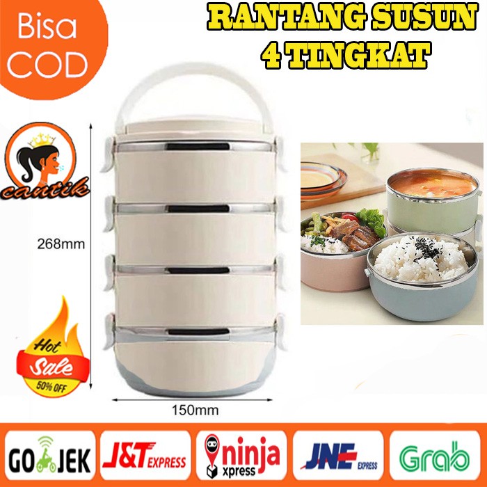 RANTANG STAINLESS / LUNCH BOX STAINLESS STELL / RANTANG MAKAN 4 SUSUN SERBAGUNA STAINLESS STEEL