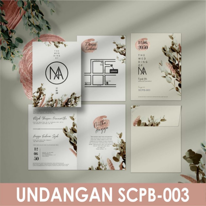 Min. 10 Undangan Pernikahan cuti lamaran akad nikah softcover + amplop SATUAN ECERAN