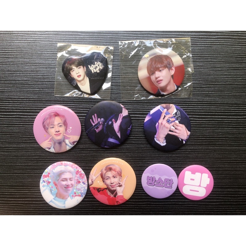 Pin Badge BTS Fanmade Sellkor Freebies Jin Namjoon Taehyung V RM