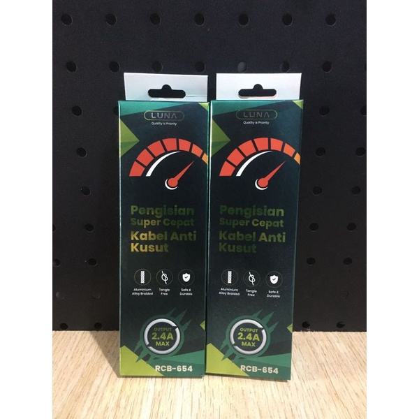 LUNA Data Cable / Kabel Data RCB-654 Fast Charging 2.4A Anti Kusut Micro dan Type C