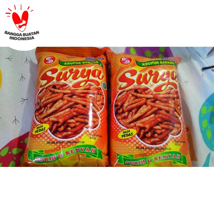 

KRUPUK BAWANG SURYA KHAS MAKASSAR 225 GR/ KERUPUK KRIPIK KERIPIK PEDAS