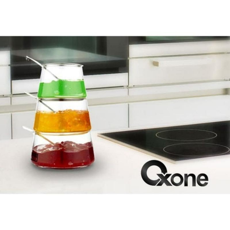 Tempat Bumbu Kaca Oxone OX-320 3 Tiers Condiment Jar