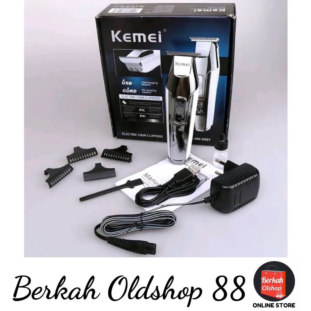 Berkah Oldshop 88 - Kemei KM-5027 Electric Cordless Professioanal Hair Clipper LCD Display