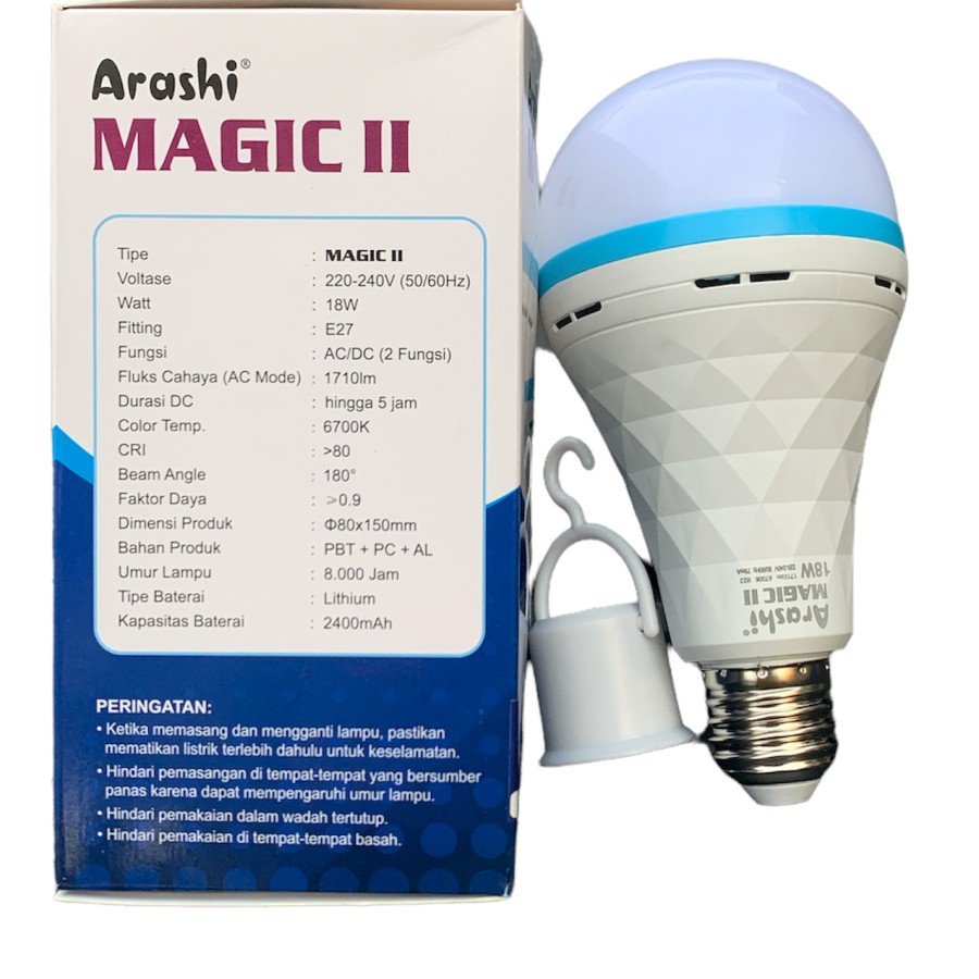 Arashi Magic II New Lampu LED Emergency LED darurat 18 Watt