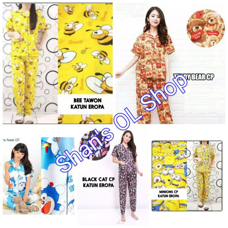 PAJAMAS PIYAMA BAJU TIDUR BAHAN KATUN CP EROPA