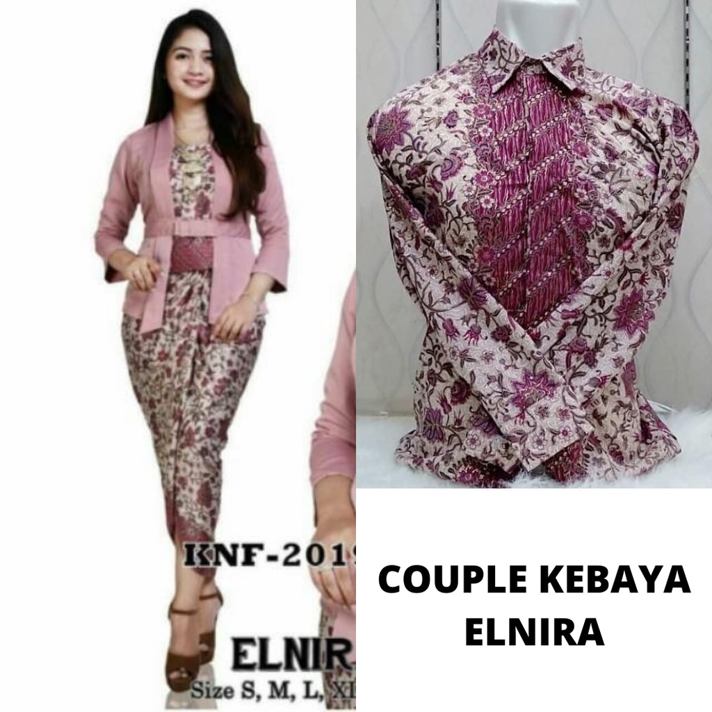 SETELAN KEBAYA COUPLE / BATIK COUPLE MODEL ELNIRA / COMBI DAN KEMEJA (TANJUNG PINK)