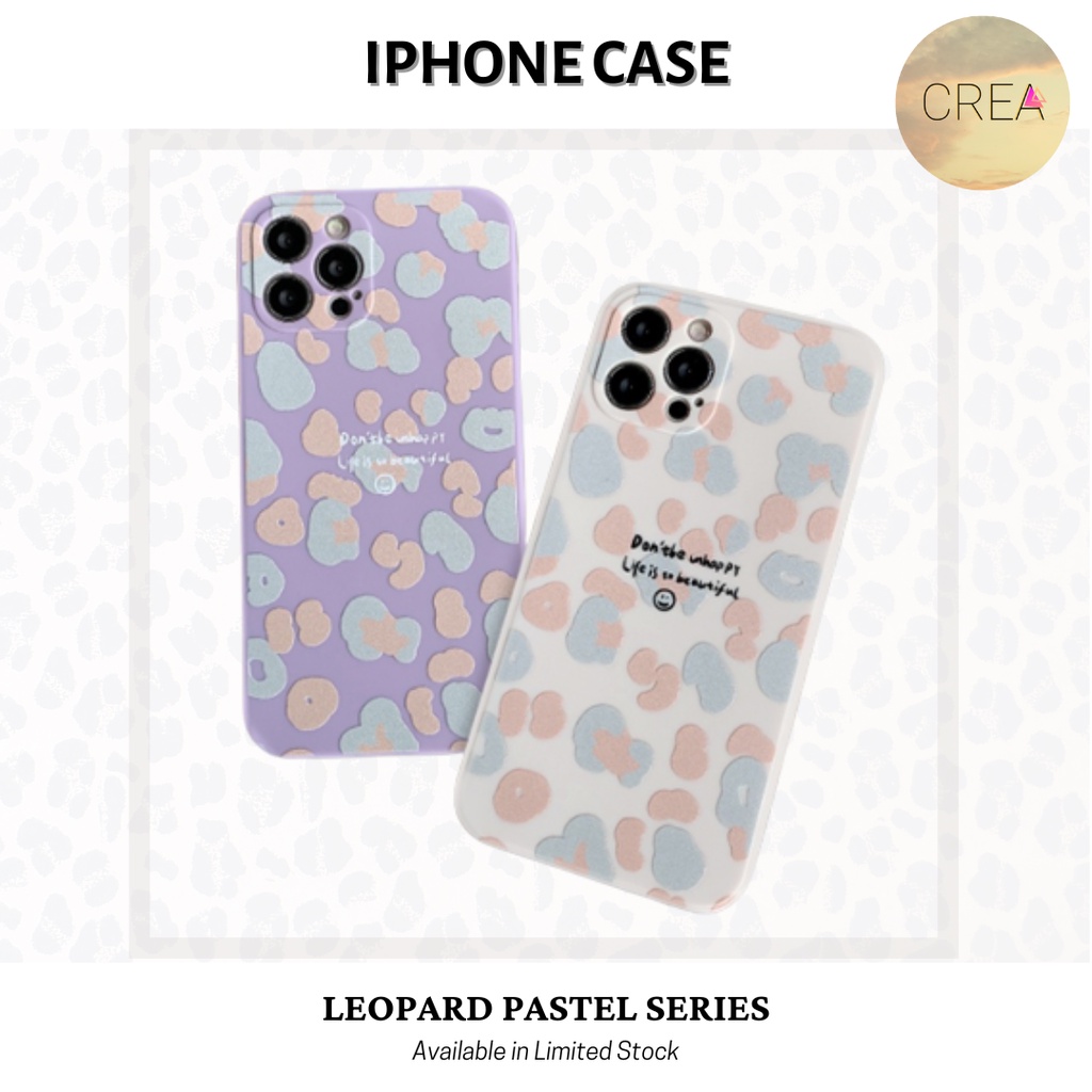 Casing iPhone / iPhone Case / Soft Case - Leopard Pastel Purple Off White Color Iphone 11 / 12 / 12 
