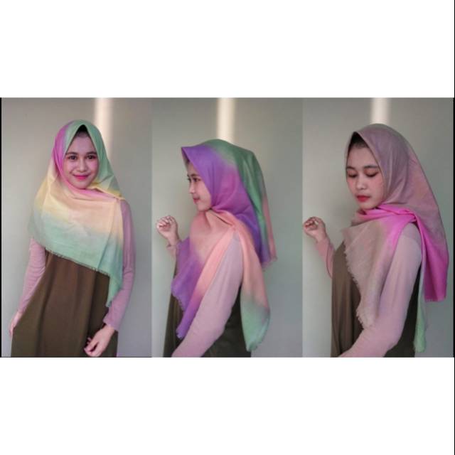 Hijab pelangi khimar murah segiempat