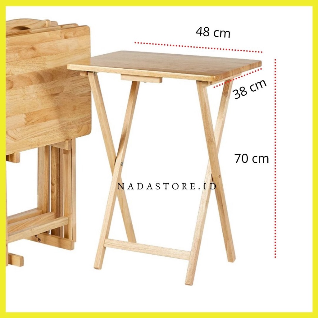 Folding / Adjustable table Pine Wood Table / Meja lipat Jati Belanda Tinggi 70 x 48 cm