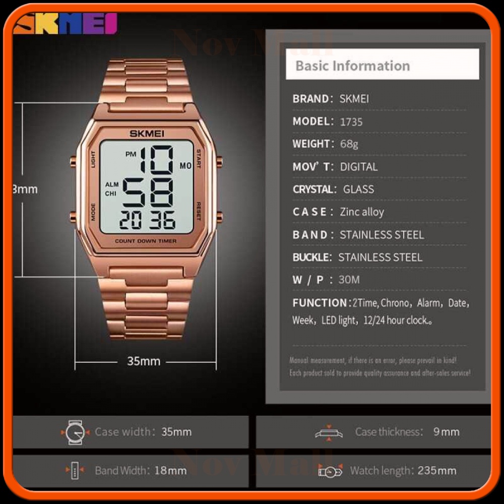 SKMEI Jam Tangan Digital Pria Strap Stainless Steel - 1735