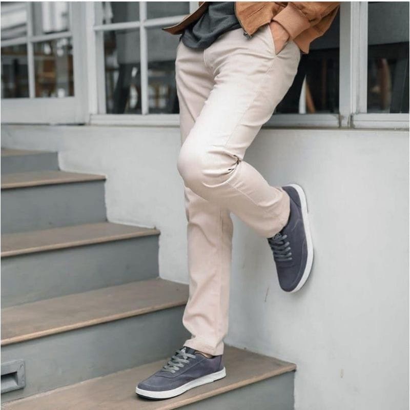 Celana Bahan Pria Cotton Pants Formal Kantor Polos Big Size Bigsize Stretch Hitam Putih Cell