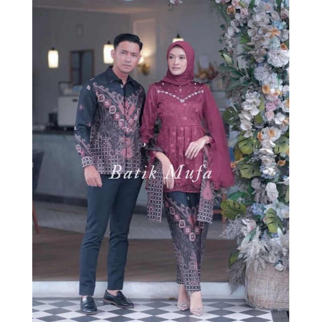 Kebaya Couple MEYCA Maroon Kebaya modern kebaya tunangan kebaya wisuda kebaya lamaran terbaru