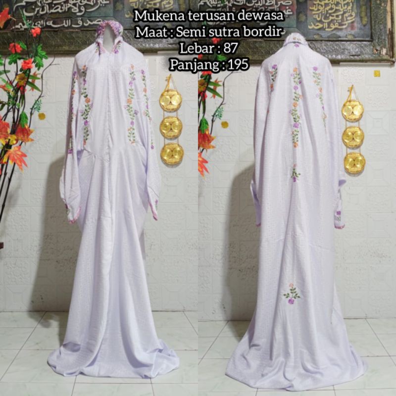 Mukena terusan semi sutra bordir