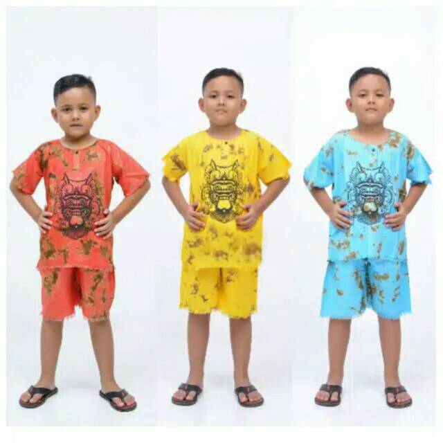 Baju Barong Anak S, M, L, XL Setelan Kaos Bali Anak