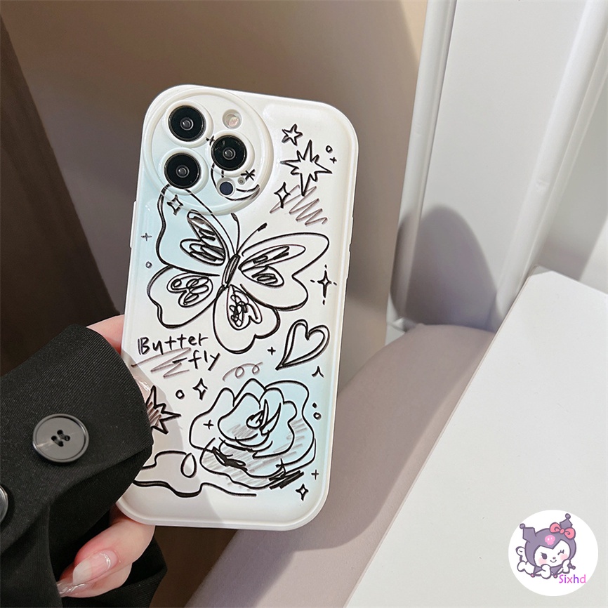 Redmi 12C 10C 10A 10 9C 9A 9T 9 Redmi Note 12 11 11s 10 9 8Pro Xiaomi 12X Mi 11Lite 11T 10T Poco F3 X3 X4Pro Fashion Simple Butterfly Phone Case Soft TPU Shockproof Protective Cover