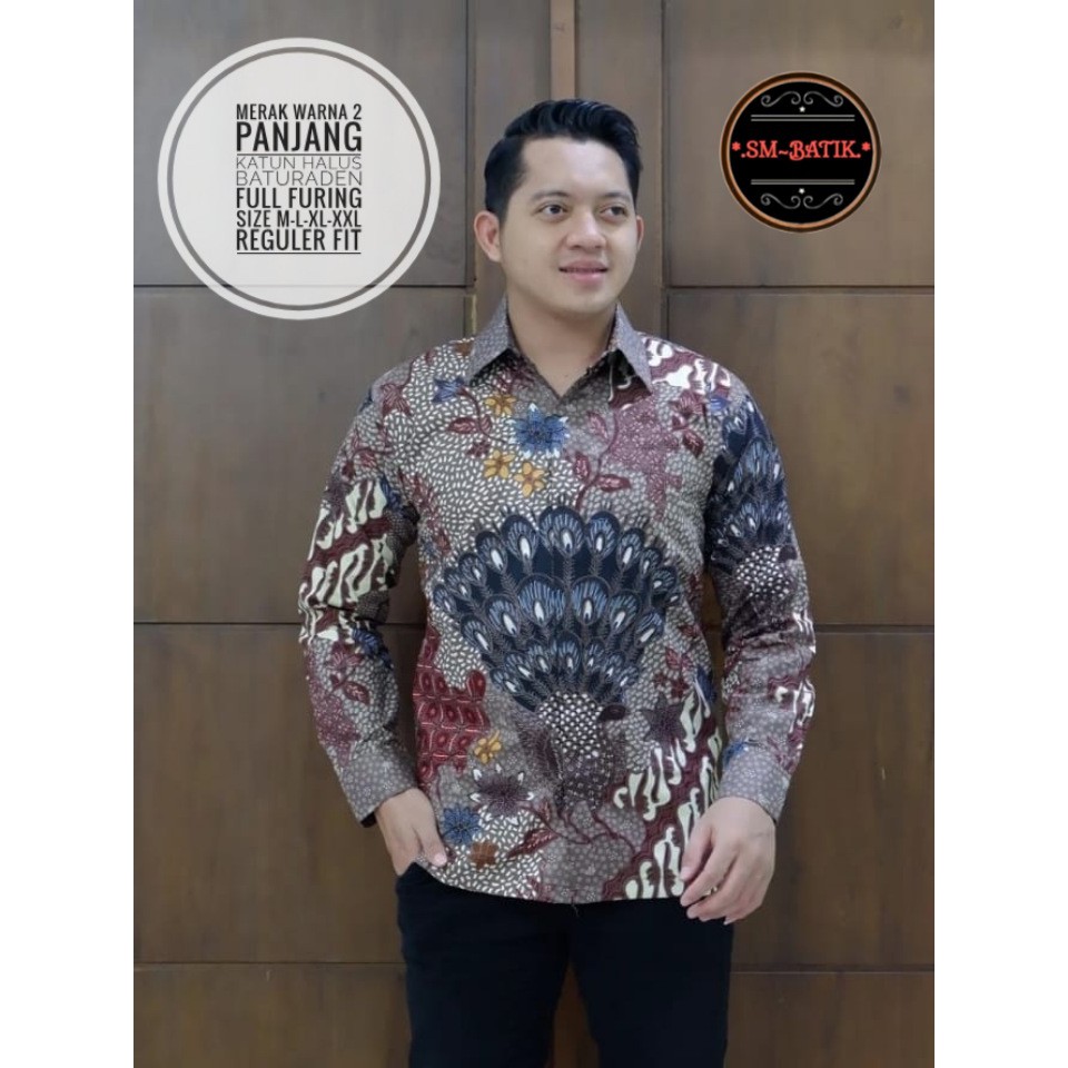 MERAK WARNA 2 SM BATIKSOLOAMANAH KEMEJA BAJU BATIK PRIA SOLO LENGAN PANJANG PENDEK LAPIS FURING