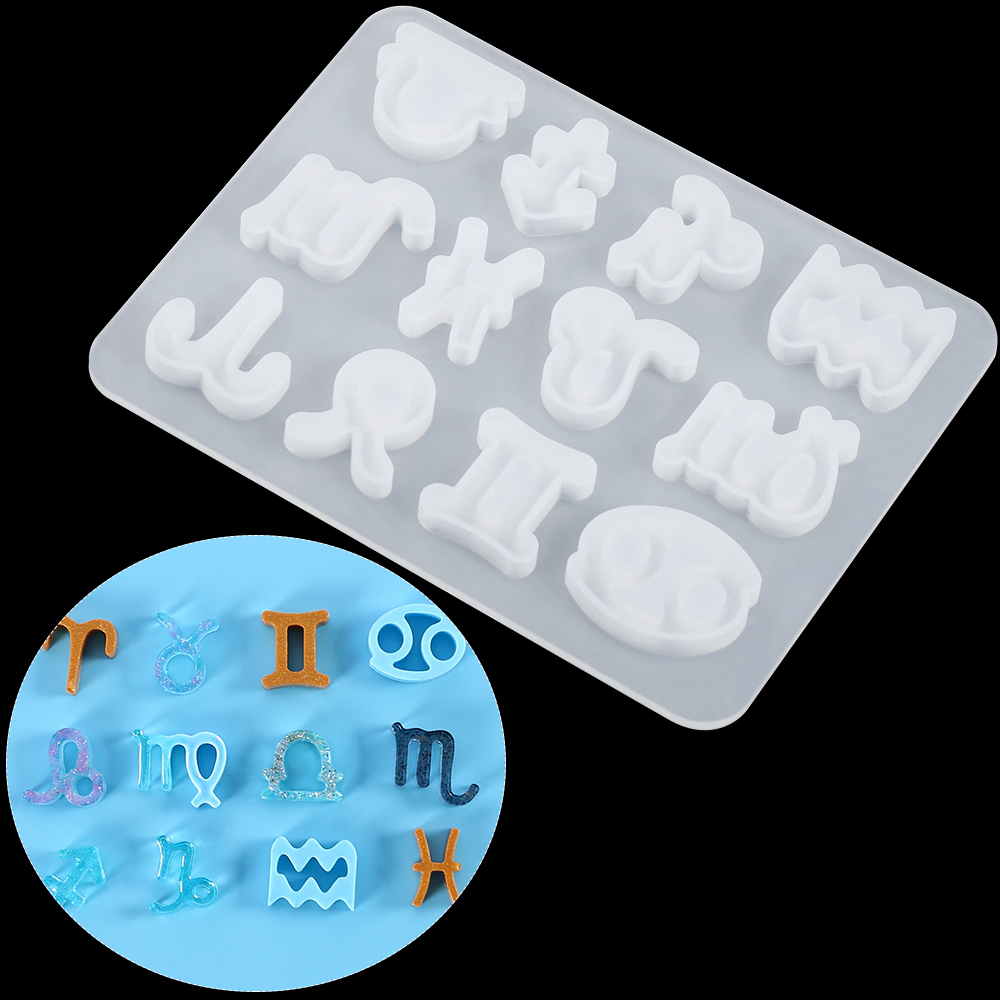 Suyou Cetakan Resin Epoksi 12 Rasi Bintang Bahan Silikon Untuk Liontin / Gantungan Kunci / Craft Diy