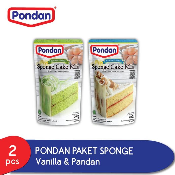 

Pondan Sponge Vanilla Pouch 200g & Sponge Pandan Pouch 200g