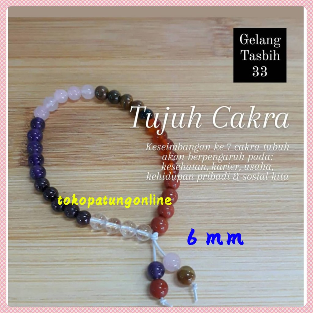 Gelang Batu Tasbih 33 Butir 7 Cakra 6Mm