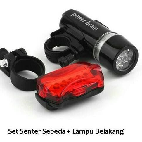 LAMPU SENTER SEPEDA DEPAN+ BELAKANG POWER BEAM