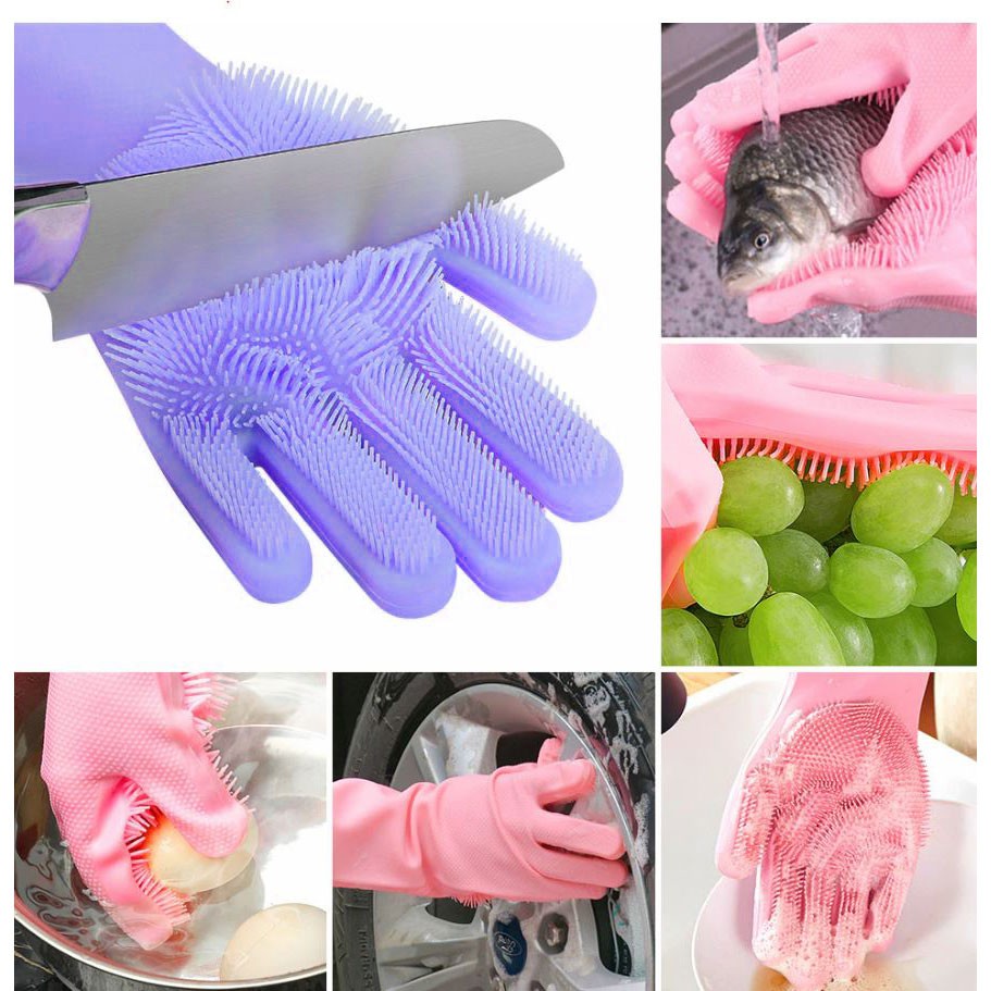 Flashmart Sarung Tangan Sikat Mencuci Magic Silicone Gloves