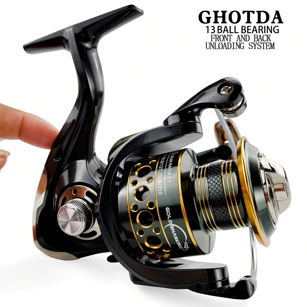 [ COD ] - Reel Pancing Gold Sharking BK4000 Spinning Fishing 5.2:1 Ball Bearing 13 Reel Pancing Murah Kuat Power Handle/ Reel Pancing Laut Tarikan Pancing Metal/ Gulungan Pancing Ikan