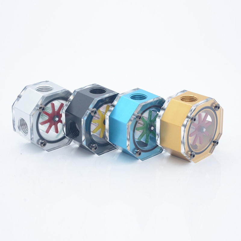 Bt Akrilik Octagonal Flow Indicator Computer Water Cooling Flow Meter G1/4Benang Female Kit Lengkap Liquid Coolin To