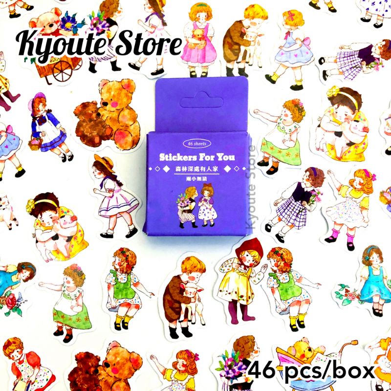 

46 pcs Sticker Cute Ancient European Kids Child Retro Vintage Scrapbook Journal DIY Letter Planner