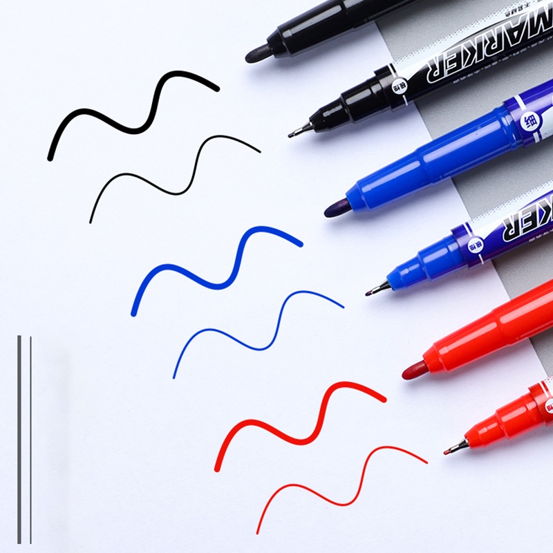 Pen Marker Twin Tinta Hitam / Merah / Biru 0.5 / 1.0mm