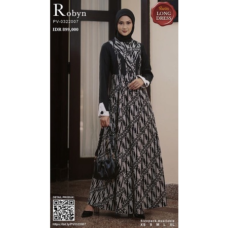 Poeva PV-0322007 MELLIFLUOUS Gamis Batik Elegan By Tuneeca Diskon Sale Promo Long Dress Hitam