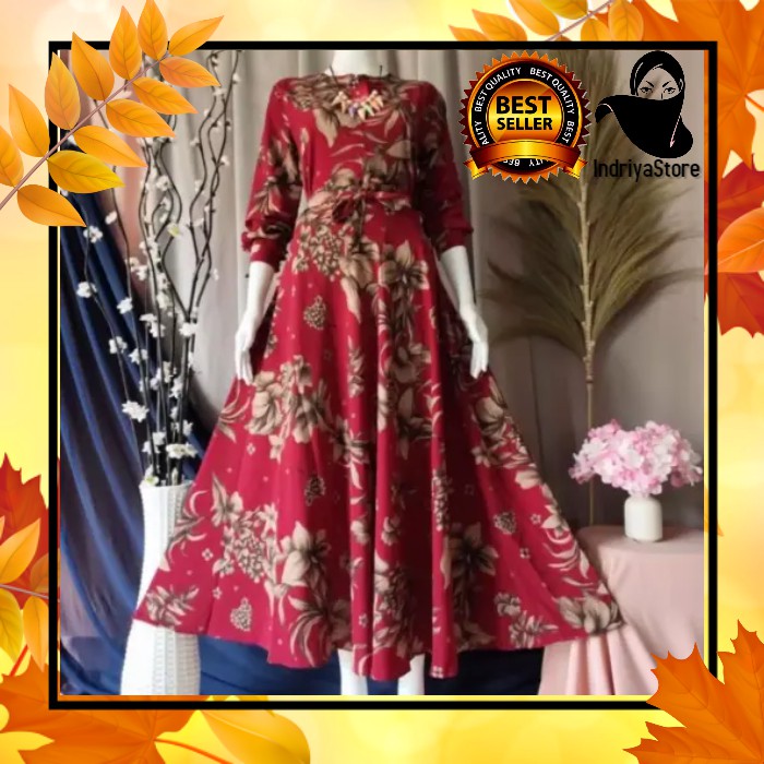 Gamis monalisa motif bunga sepatu Pakaian muslimah Gamis terbaru Gamis katun Gamis wanita Baju Gamis