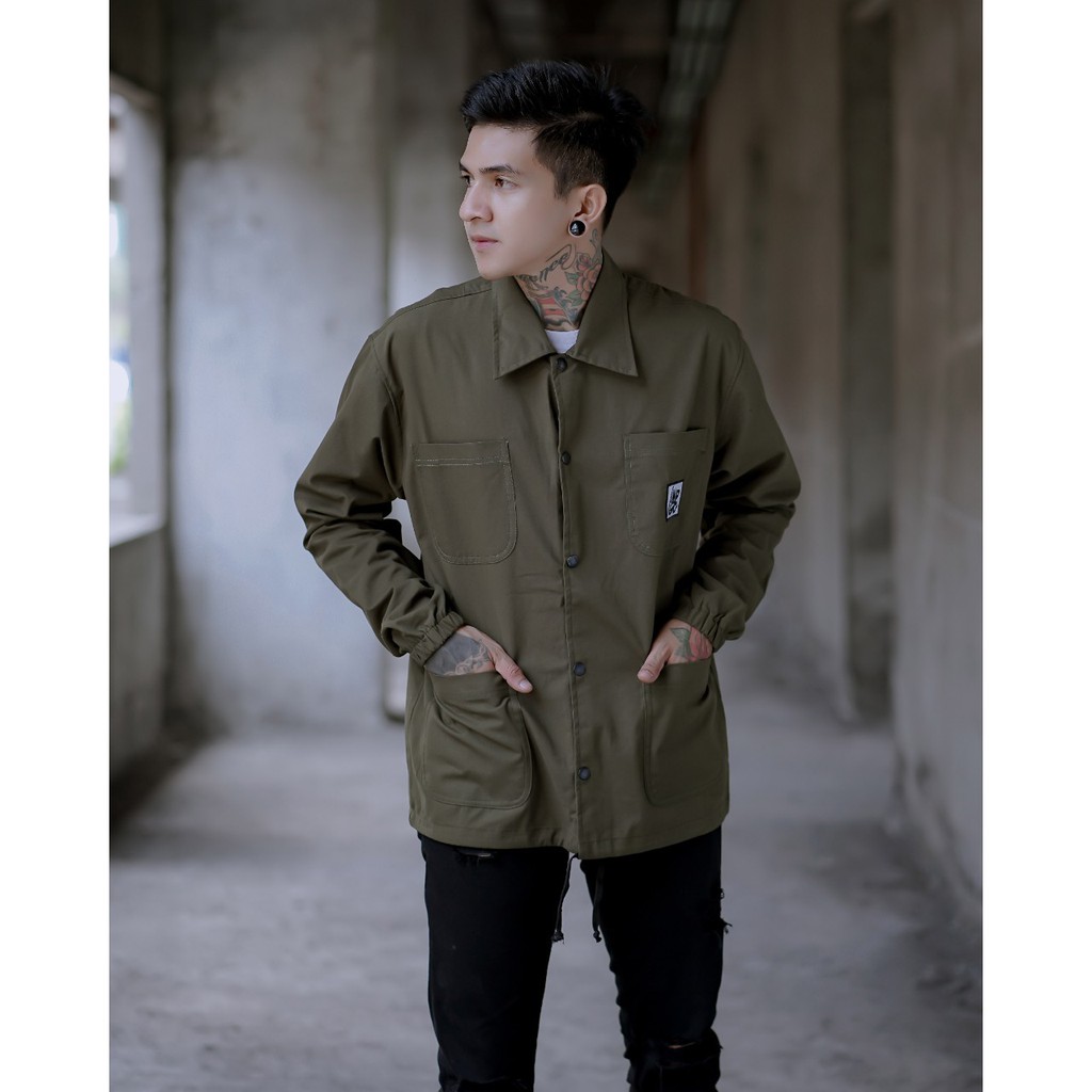 Jaket kanvas pria original brand indigo - Jaket coach pria semi parka kanvas premium