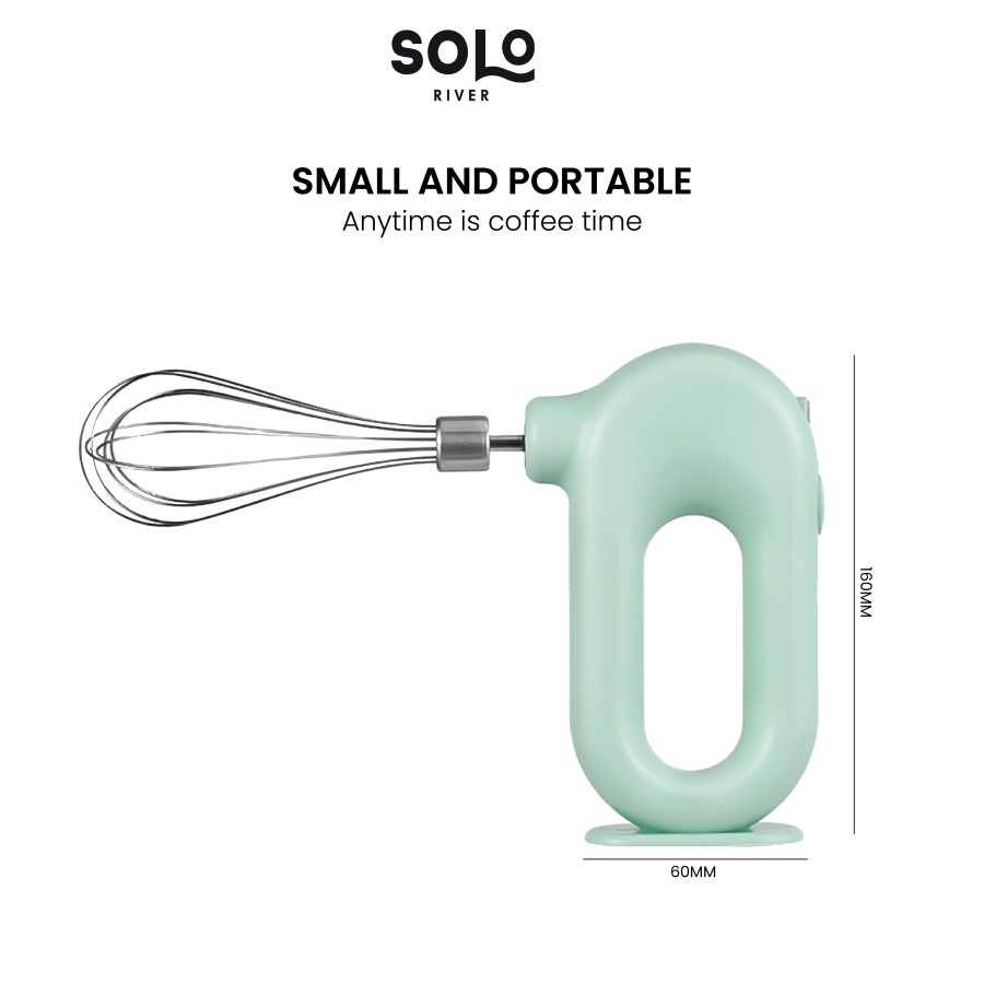 Solo River New Style Hand Mixer Wireless Blender Pengocok Telur Elektrik-Green