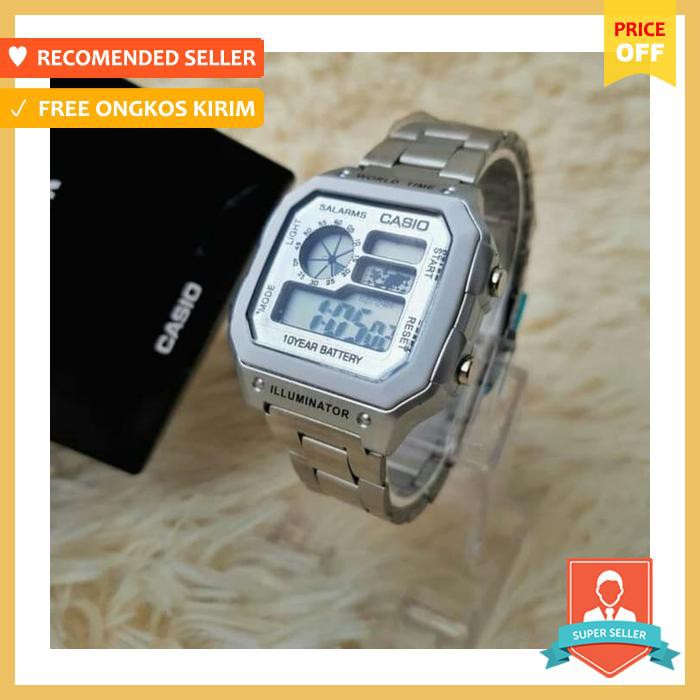 Jam Tangan Pria Wanita Casio Rantai Digital Ae 1200