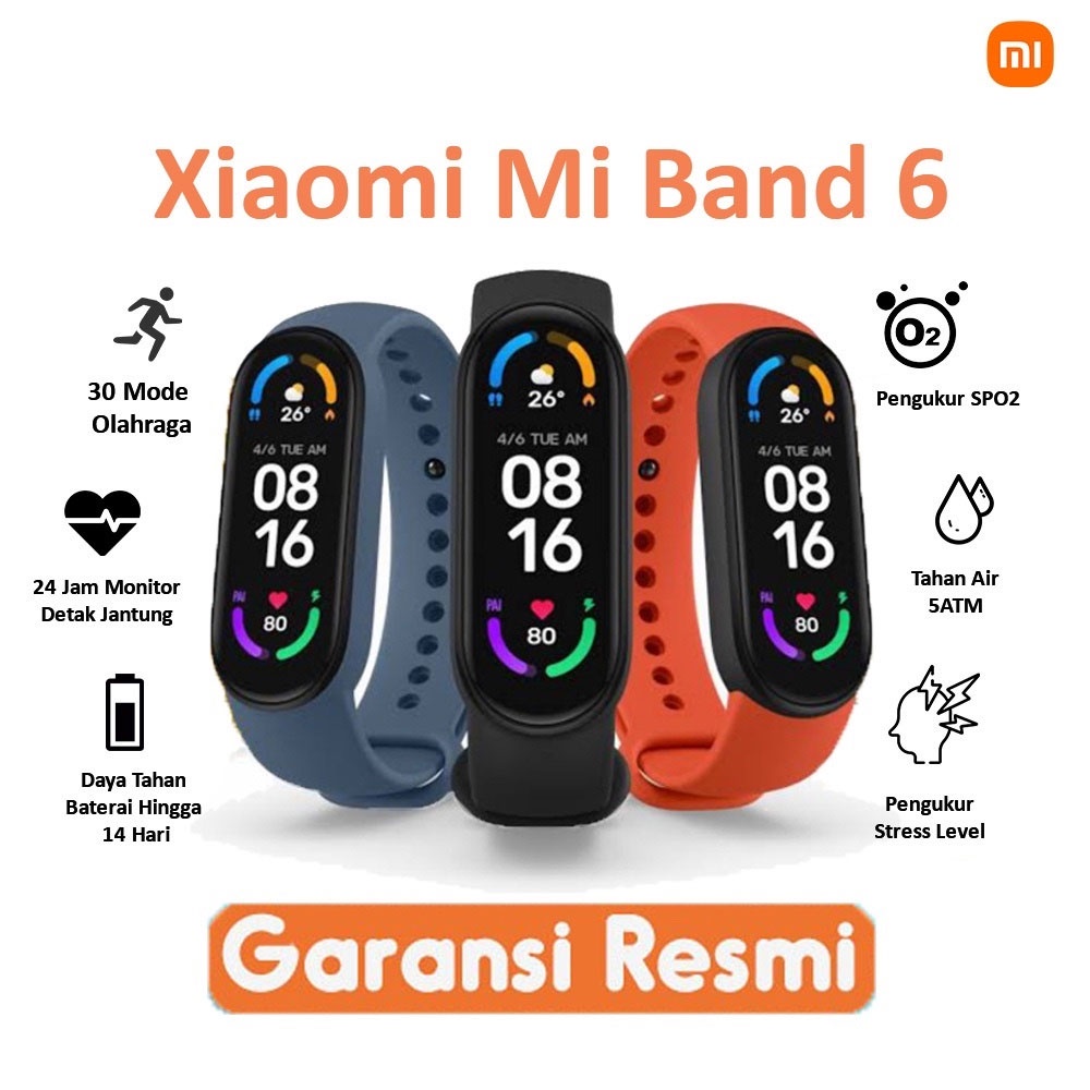 Jual Xiaomi Mi Smart Band 6 Layar AMOLED 1,56" 30 Mode Kebugaran ...