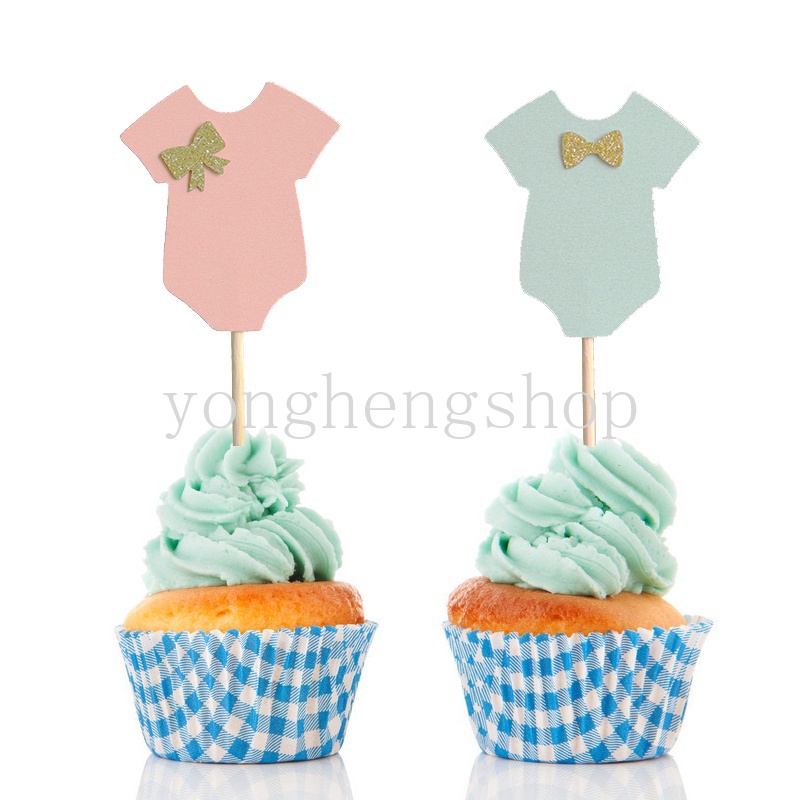 10pcs Topper Kue Bentuk Kain Tulisan He or She Gender Reveal Untuk Dekorasi Pesta Ulang Tahun