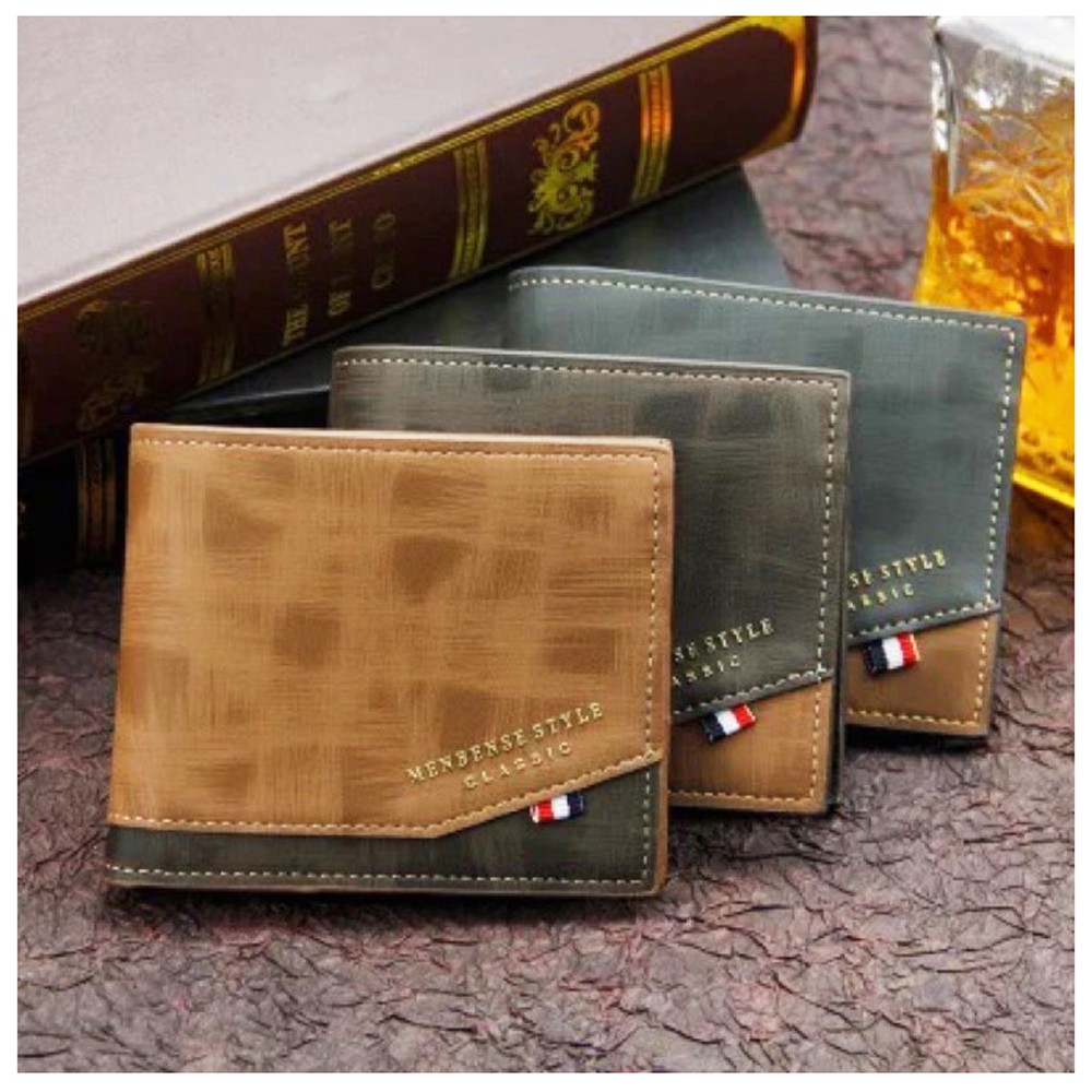 COD!! Dompet Pria Kombinasi Casual Dompet Kulit Suede Import Men Wallet Dompet Pendek B50