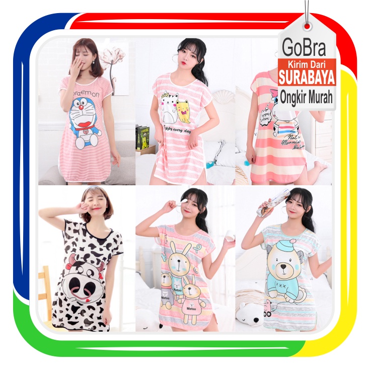 Gobra ♕ PW061 Part 2 Baju Tidur Wanita Piyama Motif Kartun Lucu Pakaian Wanita Daster Variasi Import