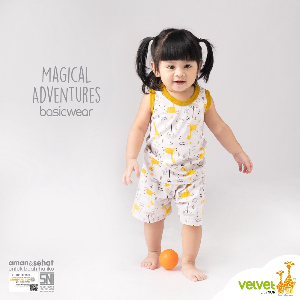 Baju Bayi Setelan Anak Kutung Singlet Sleeveless Celana Pendek Velvet Junior BasicWear Magical Adventures