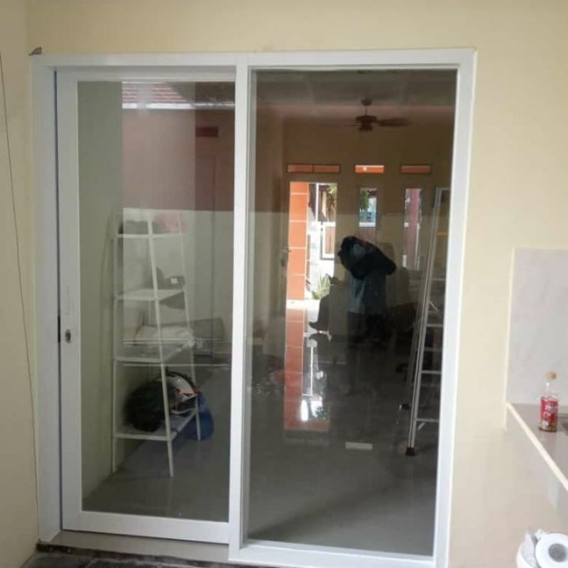 pintu sliding dan kaca mati + pasang