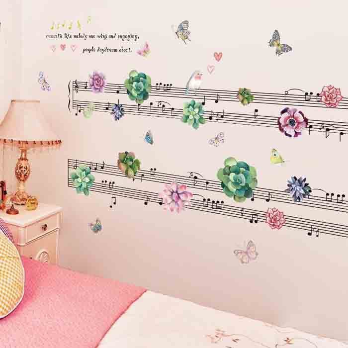 Jual WALL STIKER 60X90 XL8289 FLOWER MUSIC WALSTIKER WALLSTICKER Diskon