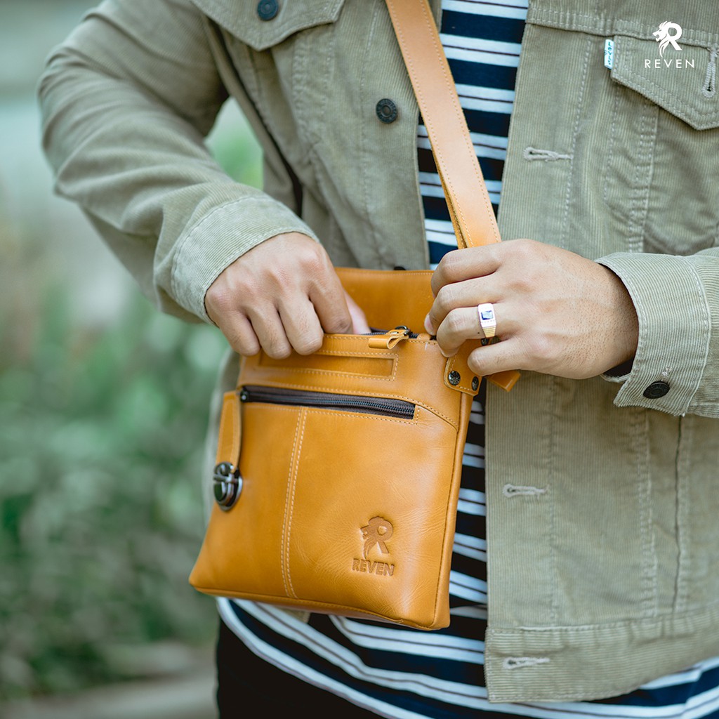 REVEN LEATHER - Tas Pria Keychain Slingbag Terbaru Selempang Full Kulit Logan