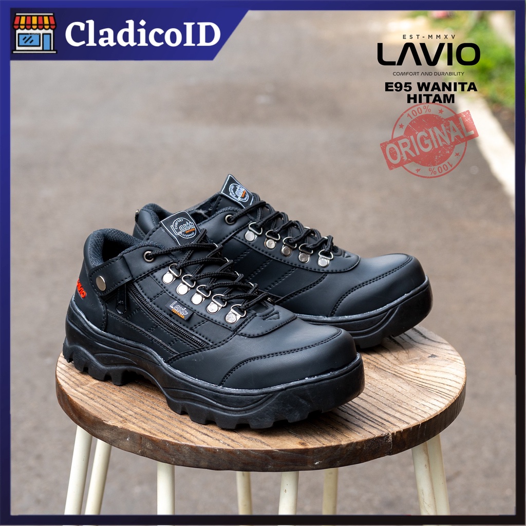 Sepatu Safety LAVIO E95 Ujung Besi Unisex Pria-Wanita Sefty Boots Cewe Kerja Lapangan Proyek Outdoor Haiking Mendaki Gunung