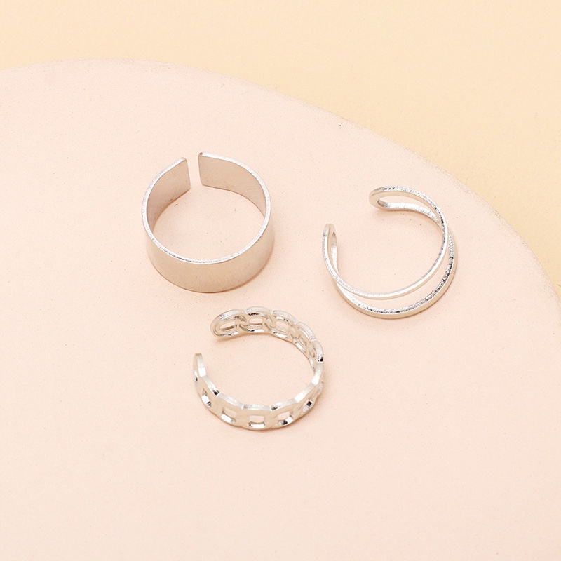 3pcs/Set Adjustable Simple Ins Hip-Hop Punk Cool Ring Couple Girlfriend Couple Korea Fashion Open Rings Jewellery For Women Men