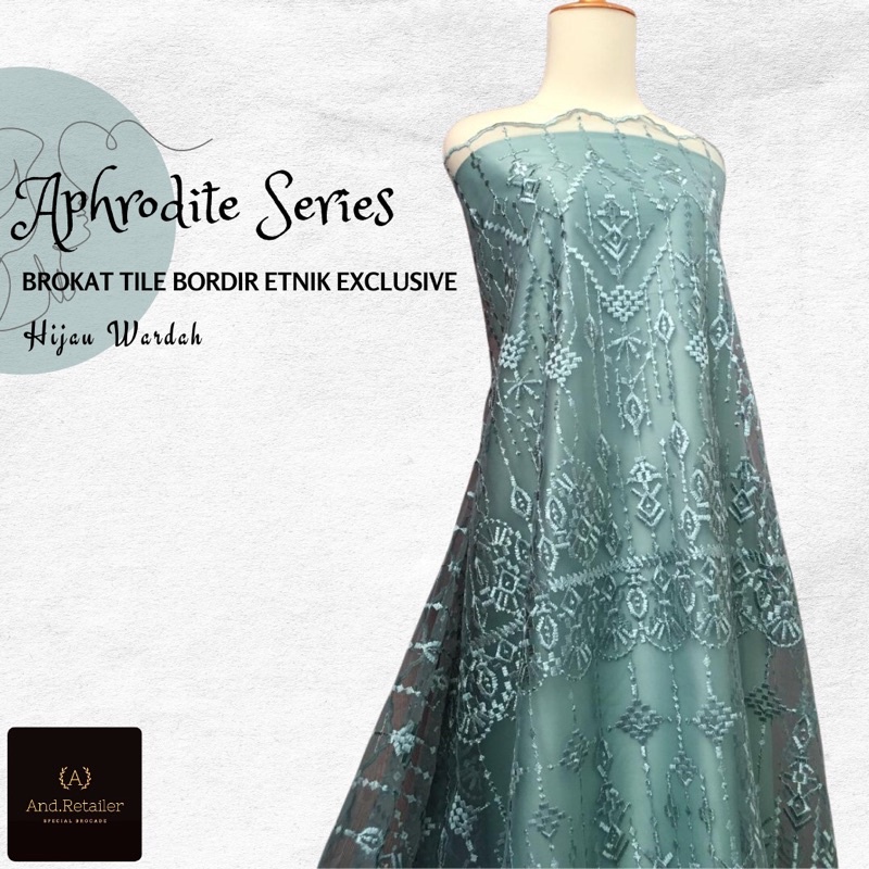 Bahan Kebaya Tile Bordir Aphrodite Design By Sapto Warna Hijau Wardah